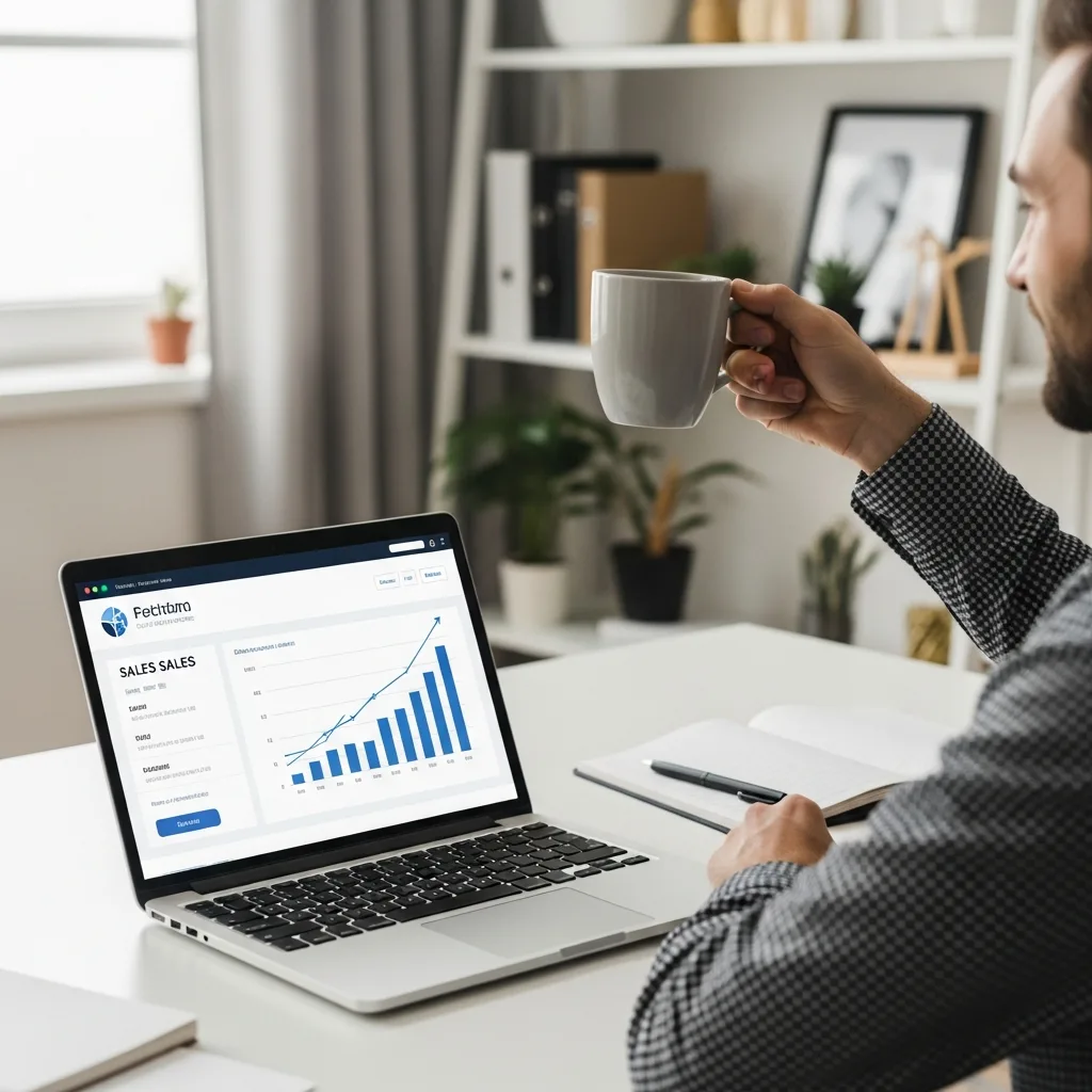 A successful entrepreneur celebrates their online sales growth, powered by their own website.